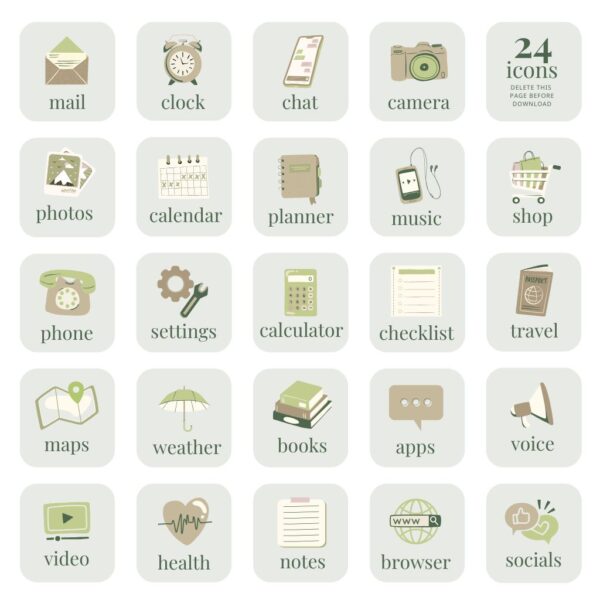 Vegan Style Icons - Green Icon Set